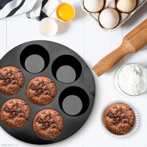 Miniatura 7 de Molde de silicona para muffins para freidora de aire (7 tazas) – Molde de silicona redondo de 6.9 pulgadas compatible con freidoras de 3.5 a 5.8 l