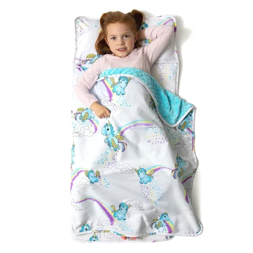 Miniatura 11 de JumpOff Jo Colchoneta de siesta extra larga para niños - Cómoda colchoneta de descanso para niños con almohada extraíble y manta ultra suave