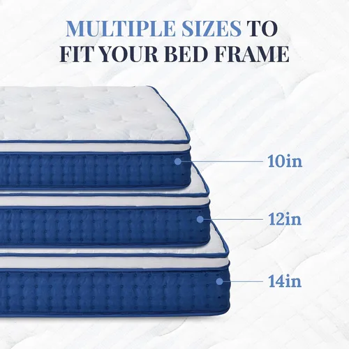 Miniatura 6 de Colchón individual, híbrido de tamaño individual de 10 pulgadas en caja, espuma de sensación media y resortes individuales en bolsillo, cama sin