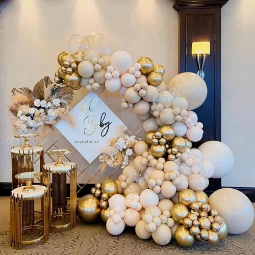 Miniatura 3 de Globos Beige Neutro Dorado Rosado 50 unidades de 12 pulgadas, globos de látex dorado champagne rosado, globos de helio blanco arena, nude, apricot