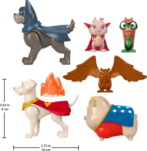 Miniatura 3 de Fisher-Price DC League of Super-Pets - Figura de juguetes preescolares, Krypto Ace PB Chip Pigasus y Lulu para juegos de simulación para niños a