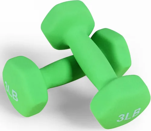 Miniatura 9 de Fitvids Neoprene Dumbbell Hand Weights, Anti-Slip, Anti-roll, Hex Shape Colorful, Pair or Set with Stand