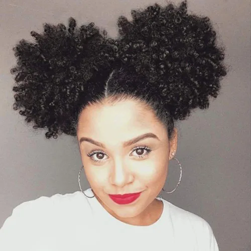 Miniatura 10 de Afro Puff Cola de caballo con cordón sintético corto rizado piña cola de caballo dona Chignon postizos peluca 4.06 oz Wrap Updo extensiones de 1b