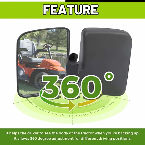 Miniatura 3 de KUAFU Espejos magnéticos universales para tractor, compatibles con Kubota John Deere, cortacésped de giro cero, espejos laterales traseros negros, 2
