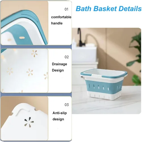 Miniatura 4 de Organizador de plástico para productos de suministros de limpieza, cesta plegable de almacenamiento con asas, organizador de caja para baño, cocina