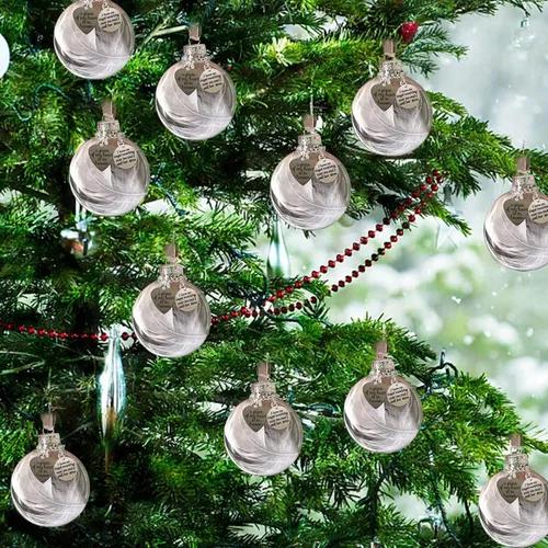 Miniatura 6 de Adorno conmemorativo de Navidad transparente, bola de plumas, A Piece of My Heart is in Heaven, Loss of Loved One Aunt Christmas Tree Hanging Pendan