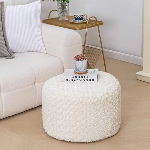 Miniatura 12 de Reposapiés otomano relleno redondo bohemio puf de piso asiento sillón reposapiés taburete cojín de piso saco puf otomano 18x18x14 pulgadas bosque