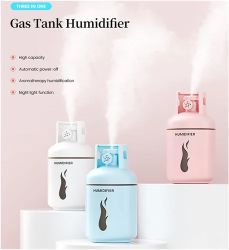 Miniatura 2 de TTPP Humidificador 3 en 1 con luz nocturna pequeño ventilador 10.1 fl oz portátil mini coche USB humidificador para el hogar coche dormitorio Azul