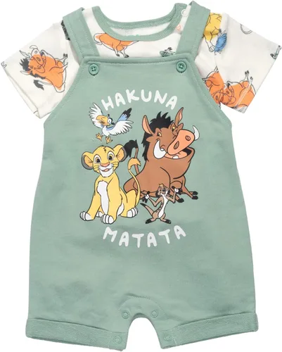 Miniatura 4 de Disney Conjunto de 3 piezas de overoles cortos de rizo francés para bebé, camiseta y sombrero, tallas de recién nacido a bebé (0-24 meses)