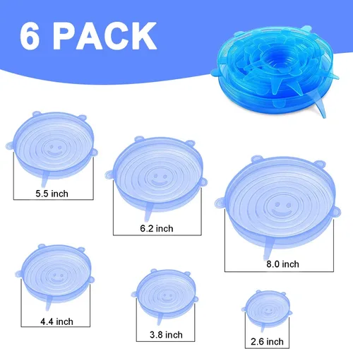 Miniatura 7 de Tapas elásticas de silicona, sin BPA, fundas elásticas de silicona para alimentos, tapa reutilizable y duradera para cuencos, latas y tazas, aptas