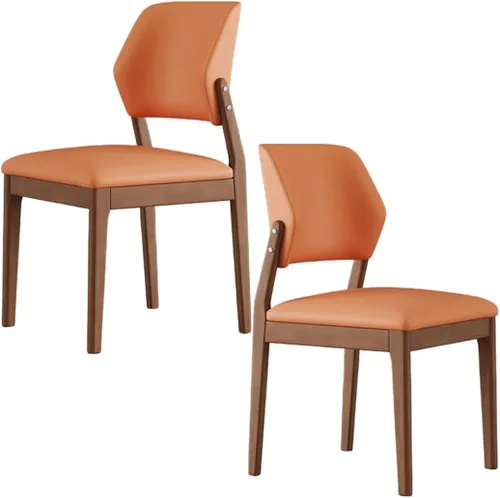 Miniatura 29 de YVYKFZD Wooden Dining Chairs Set, Leather Dining Room Chair, Upholstered Kitchen Chairs with Curved Backrest, Armless Living Room Chair, for Bedroom