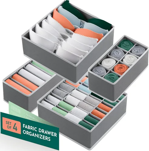 RUBOXA Organizador de aparador, juego de 4 organizadores de cajones para ropa, brasieres y ropa interior, contenedores organizadores para