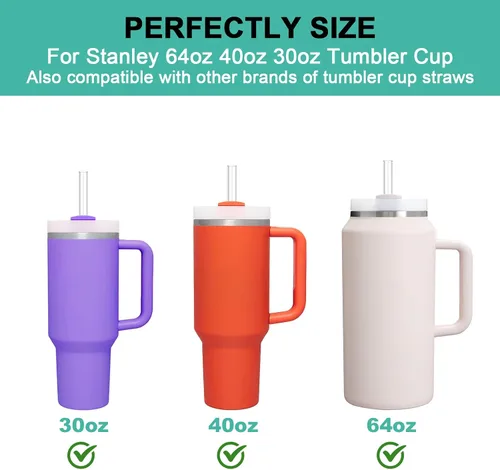Miniatura 3 de Aillwith 12 piezas popotes de repuesto para vaso Stanley Cup de 40 oz 30 oz 64 oz, popotes reutilizables para beber con cepillo de limpieza