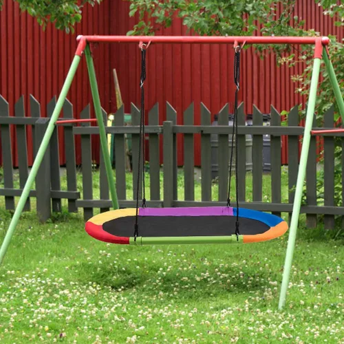 Miniatura 6 de GLACER Columpio de platillo gigante de 60 pulgadas, capacidad de peso de 700 libras, altura ajustable, columpio volador grande para jugar
