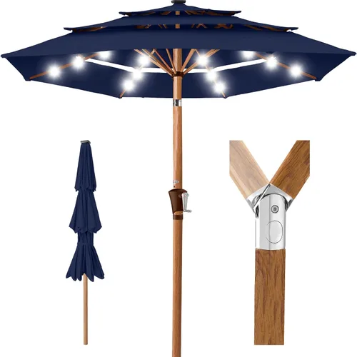 Miniatura 43 de Best Choice Products - Sombrilla solar de 10 pies de 3 niveles para patio, sombrilla de sol para exteriores, mercado, patio trasero, terraza, junto