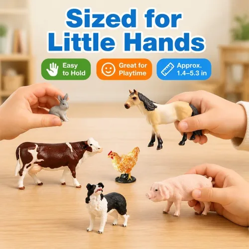 Miniatura 3 de EOIVSH - Juguetes de animales de granja para niños de 3 a 7 años, figura de juguete de plástico con vaca, caballo, pato, gato y perro