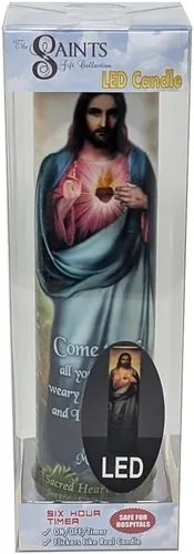 Miniatura 5 de Vela de oración devocional sin llama LED Sagrado Corazón de Jesús
