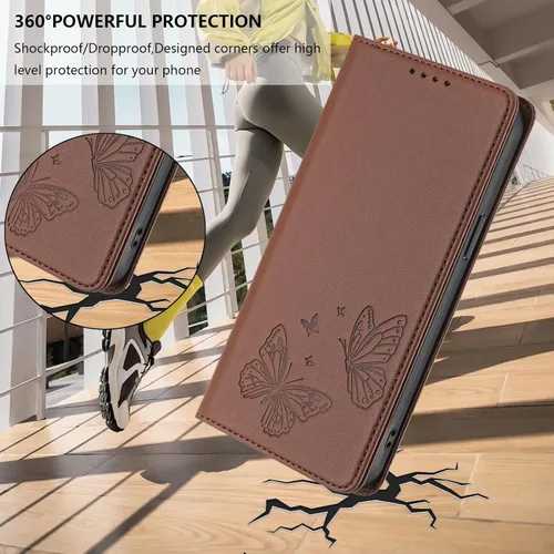 Miniatura 88 de Butterfly Embossed Leather Wallet Flip Case for Motorola Moto E22i 4G, Magnetic Closure, RFID Blocking Cover, Card Holder Black.