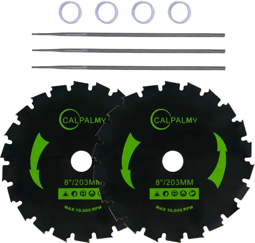 CALPALMY Juego de Hoja de Cortadora de Maleza para Motosierra de 8" y Lima - Hoja de Sierra Circular Recortadora de 22 Dientes con 3 Limas Redondas