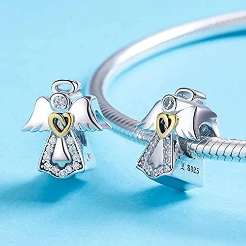 Miniatura 2 de Bolenvi Abalorio de plata de ley 925 con diseño de ángel de la guarda para pulseras o collares similares Plata esterlina Sin gemas