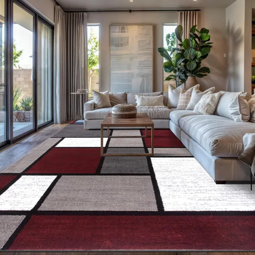 Miniatura 11 de Rugshop Tapete con diseño de cuadros, contemporáneo y moderno, fácil de limpiar, para oficina en casa, sala, dormitorio, cocina, no desprende pelos