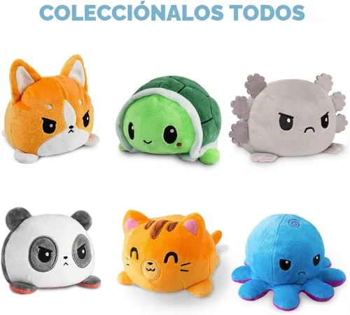 Miniatura 5 de TeeTurtle - El peluche original reversible de pulpo - Azul feliz + azul claro triste - Bonitos animales de peluche sensoriales fidget que muestran