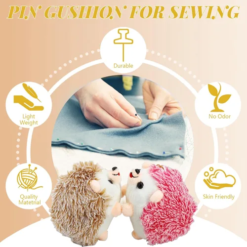 Miniatura 4 de 2 Juego de Cojín de Costura de Erizo con 200 Alfileres de Costura para Proyectos de Costura DIY, Decoración de Joyería, Trabajos de Modista Rosa