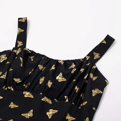 Miniatura 2 de Belle Poque Vestido vintage sin mangas para mujer, diseño floral, fruncido, lindo, acampanado, con vuelo, largo hasta la rodilla