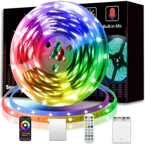 Miniatura 10 de KIKO Tira de luces LED alimentadas por pilas de 2 m, USB/funcionan con pilas, 60 LED 5050 RGB, luces LED de cumpleaños y Navidad con control remoto