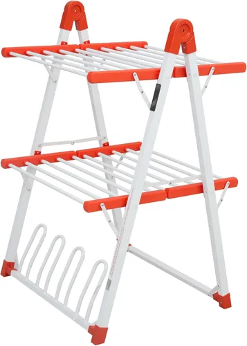 Miniatura 13 de Estante eléctrico de secado de ropa calentado, secadora de ropa plegable con calefacción y temporizador de apagado, tendedero para ropa, zapatos