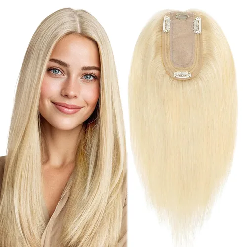 Miniatura 22 de MY-LADY Extensiones de cabello humano para mujeres con base de seda y clip de encaje, 150% de densidad, cabello humano real, 7 * 13 cm, lacio, 6