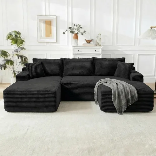 Miniatura 21 de Sofá modular Cloud de 108 pulgadas, moderno sofá deshuesado con otomana móvil, sofá modular de asiento profundo, sofás esquineros de pana para sala