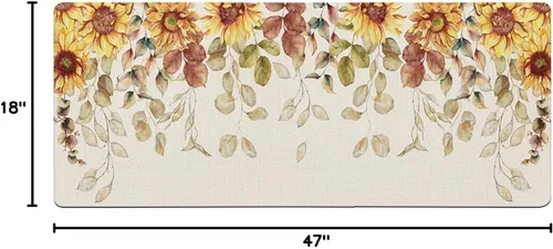 Miniatura 2 de Tapete de baño de eucalipto y girasol para bañera, antideslizante, de secado rápido y absorbente, de tierra de diatomeas, fregadero de cocina