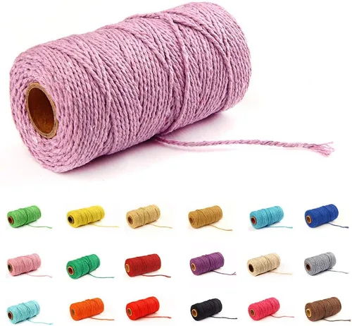 Miniatura 23 de Cordón de macramé de algodón 2 mm x 109 yardas, cuerda de algodón colorida para manualidades DIY, ganchos de plantas (Beige)