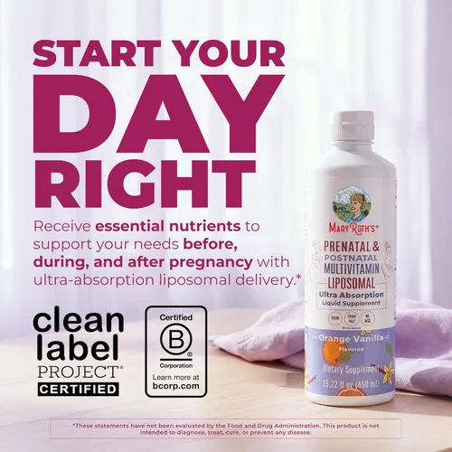 Miniatura 2 de MaryRuth's Multivitamínico prenatal y posnatal liposomal Preconcepción y embarazo Vitaminas prenatales para mujeres con folato colina Omega 3