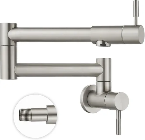 Heyalan Pot Filler - Llenador de ollas de 19 pulgadas para montaje en pared, plegable, extensible, grifo de cocina/restaurante de acero inoxidable,
