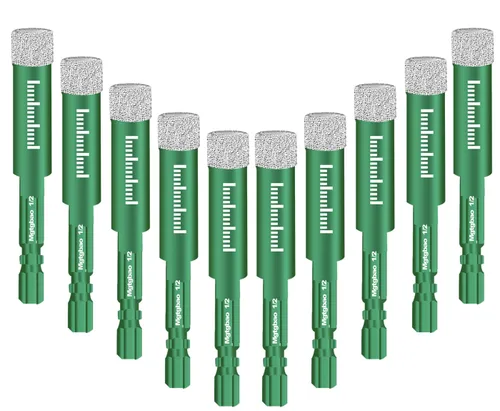 Miniatura 8 de Juego de 6 brocas de diamante seco de 1/2", 6 brocas de núcleo con vástago hexagonal de 12mm soldadas con cera de enfriamiento para azulejos