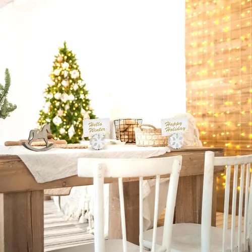 Miniatura 4 de Kigley 24 portatarjetas de madera de alce de Navidad de 2.17 pulgadas, soporte para números de mesa de Navidad, 4 estilos, letrero de mesa de madera