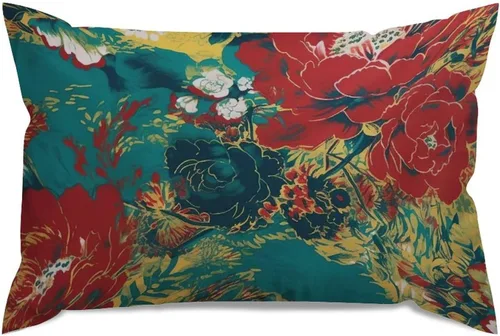 Miniatura 50 de ArogGeld Funda de almohada blanca con flores chinoiserie, funda de almohada para sofá, diseño floral verde y blanco, funda de almohada de lino A-12