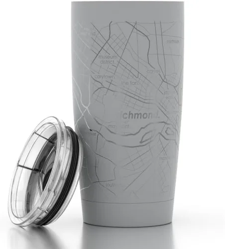 Miniatura 109 de Well Told Vaso de café aislado con diseño grabado de mapa de Atlanta Georgia, taza de acero inoxidable grabada (20 onzas, negro) con diseño de mapa