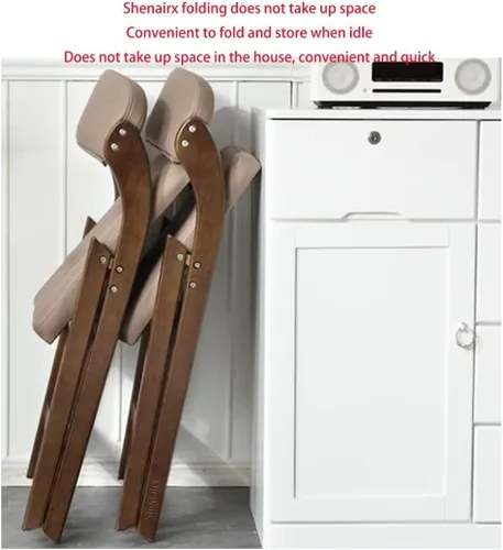 Miniatura 7 de Sillas de oficina plegables de madera maciza con asientos acolchados, sillas de cocina, ideales para reuniones familiares, adecuadas para comedor