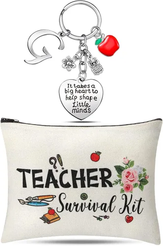 Miniatura 15 de Juego de regalo de agradecimiento al profesor, kit de supervivencia para profesores, llavero con inicial, regalos para profesores de graduación