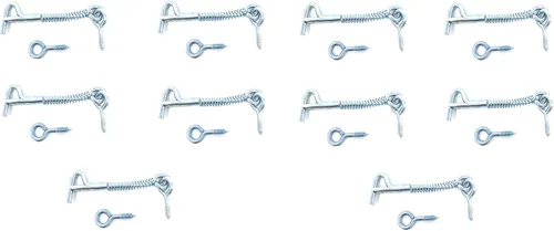 Miniatura 7 de Pestillo de seguridad con ojo y gancho [1861-2] Pack de 2- ALDABA o GANCHO con Cerrojo para cerrar puerta o Ventana (2)