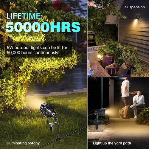 Miniatura 6 de Luces de paisaje de bajo voltaje, iluminación LED de paisaje para exteriores con conectores, 5 W, 500 lm, focos de lente de enfoque, 24 V CA/CC 3000
