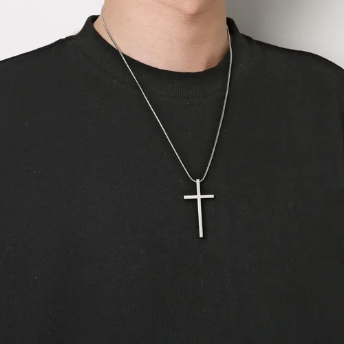 Miniatura 2 de HZMAN Collar de acero inoxidable con colgante de cruz de Filipenses 413 con versículo bíblico