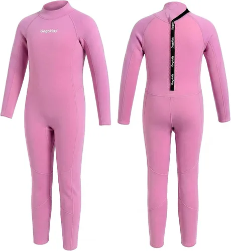 Miniatura 18 de Gogokids Traje de neopreno de manga larga de 0.098 pulgadas para niños y niñas, con protección UV 50+ y cremallera trasera, cálido traje completo