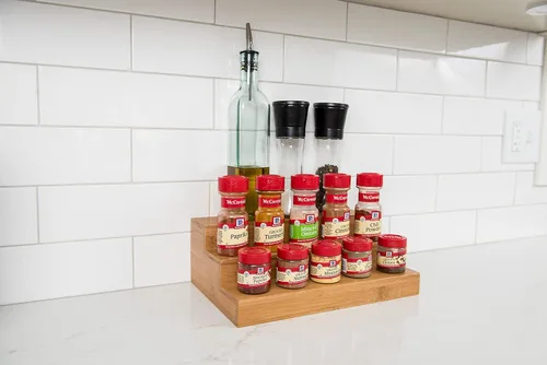 Miniatura 8 de Lipper International 8807 - Organizador de cocina expandible de madera de bambú de 3 niveles, 12" x 7-7/8" x 4-1/4