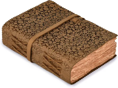 Miniatura 18 de LEATHER VILLAGE Diario floral en relieve encuadernado en cuero para mujeres y hombres, 200 páginas, 6 x 4 pulgadas (A6), negro - Libro de sombras