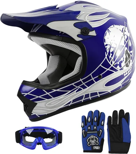 Miniatura 13 de SLMOTO - Casco DOT para niños y jóvenes de motocross, casco de motocicleta de calle, casco de bicicleta de tierra, motocross, ATV, casco con diseño