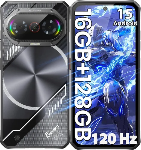 FOSSIBOT Teléfono resistente F114 2026 desbloqueado, 16 GB RAM128 GB+2 TB ROM, pantalla HD+ de 6.67 pulgadas 120Hz, teléfonos celulares Android 15,